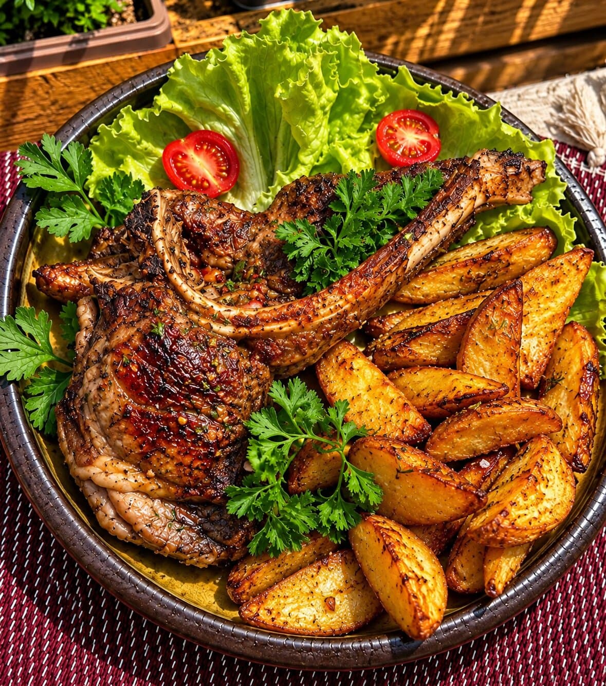 Grilled Lamb with Country-Style Potatoes.